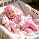 EKOKIZ Lifelike Reborn Baby Doll - 17 Inch Realistic Soft Body Newborn Baby Dolls Girl that Look Real with Clothes and Accessories, Gift for Kids Age 3+ Birthday, Pretend Play