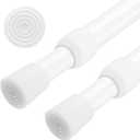 AIZESI 2pcs White Curtain Rod No Drilling Adjustable Spring Tension Rod 31 to 54 Inch Small Expandable Spring Loaded Curtain Rods for Windows,Cupboard, Kitchen Cabinets,Bathroom