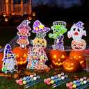 Gersoniel 6 Pack Halloween Painting Kit Stepping Stones Painting Crafts DIY Ceramic Mosaic Set with Paints and Brushes Pottery Stones Spooky Figurines for Arts and Party Decor
