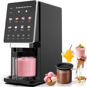 10-in-1 Ice Cream Maker, 3 x 20 oz Containers with Lids, TOP and FULL Modes, Mix-In and Re-Spin, for Gelato, Sorbet, Slushies, Frozen Yogurt, Smoothie Bowls and Frozen Drinks, Black