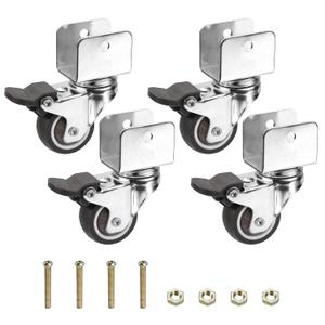 PATIKIL 1.5" Swivel Caster Wheels with 1" U Bracket, 4 Pack Mute Moving Swivel Wheel Replacement with Brake Total Load 132lbs for Cabinet Furniture Table
