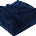 Blue Throw Blanket 50"60" inches Gifts for Mom Fuzzy 3D Jacquard Decorative Flannel Fleece Super Soft Plush Cozy Blanket for Couch Sofa Chair Lightweight