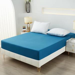 Bedding Full Fitted Sheet,Deep Pocket,Soft Microfiber,Shrinkage and Fade Resistant,Easy Care,1 Fitted Sheet Only,Denim Blue