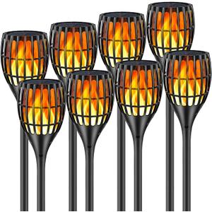 Solar Torch Light with Flickering Flame, Solar Lights Outdoor Garden Waterproof Dancing Flames Light, Flickering Flames Garden Light, Landscape Decoration Pathway Patio Lights 43",8P