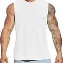 MIER Men's Workout Tank Tops UPF 50+ Swim Shirts Quick Dry Running Sleeveless UV Protection Muscle Tees (White) XL