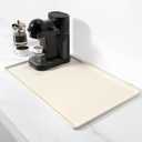 Rnivvi Silicone Coffee Mat, 12" x 19" Waterproof Raised Edge Coffee Bar Mats for Espresso Machine Station Accessories, Heat Resistant Dish Drying Pad for Kitchen Counter, Rubber Bar Decor Pad, Beige