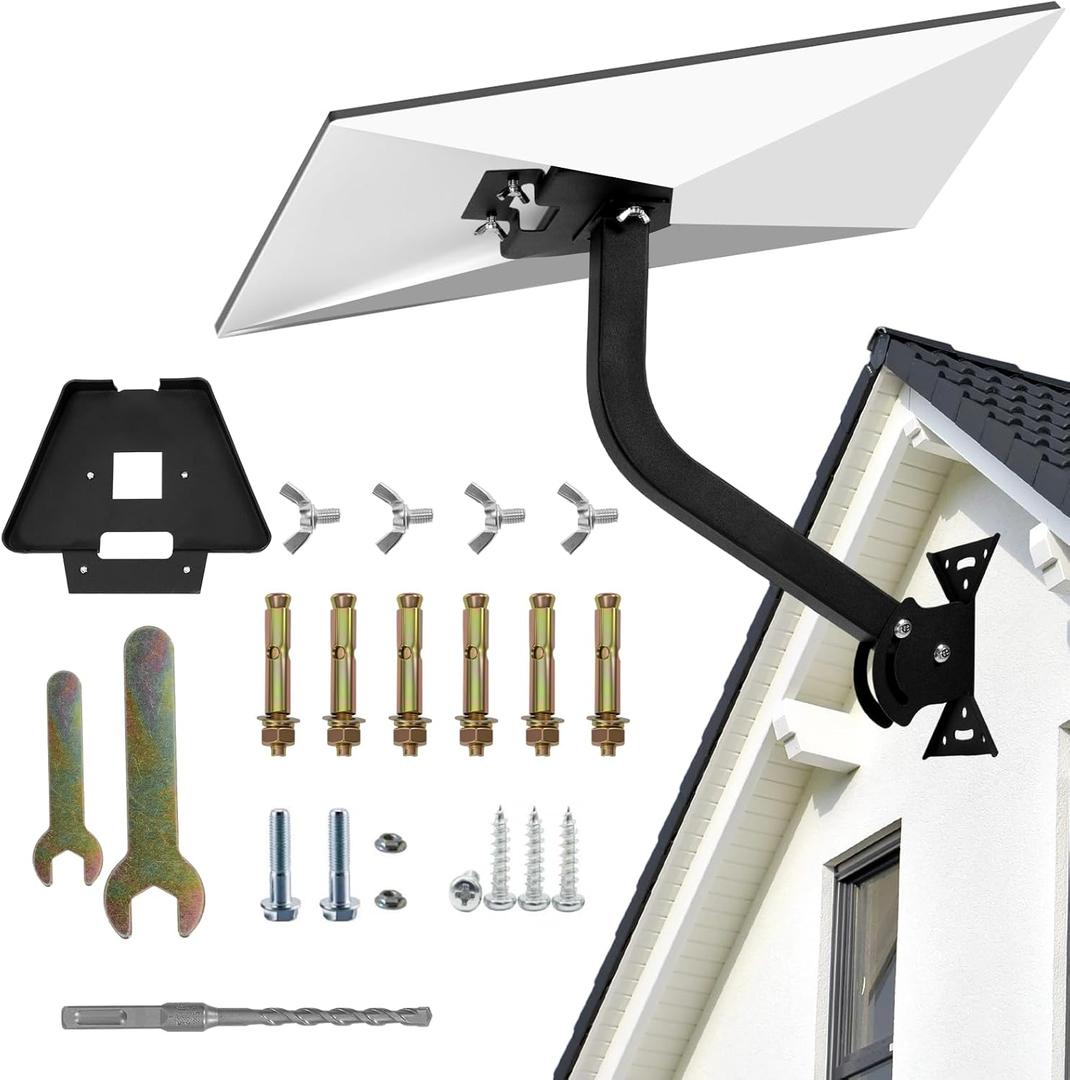 Starlink Gen 3 Roof Mount Adjustable Pivot Wall Mount for Starlink Gen3 Heavy Duty Pole Mounting Kit with Metal Gen 3 Pipe Adapter for Standard V3 Dish (Black)