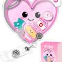 Plifal Nurse Shaker Badge Reel – Cute Pink Retractable ID Badge Holder with Alligator Clip Floating Glitter Design, Fun Medical Badge Reel for Nurses Healthcare Workers Women Gifts