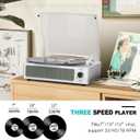 Vinyl Record Player with Speakers Vintage Turntable for Vinyls Records, Belt-Driven Turntable Support 3-Speed, Wireless Playback, Headphone, AUX-in, RCA Line LP Vinyl Players for Sound Enjoyment White