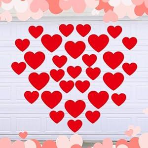 Ferraycle 30 Pcs Magnetic Valentine's Day Garage Door Decorations Heart Garage Door Magnets Love Heart Garage Door Decor Car Magnets Stickers Refrigerator Magnets Decals