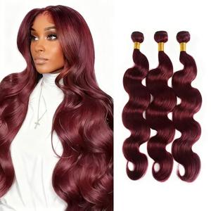 Burgundy Human Hair Bundles Wine Red Body Wave 3 Bundles Human Hair 18 20 22 Inch Double Weft 99J Bundle Brazilian Virgin Remy Hair Extensions 50 Grams Per Bundle Deals
