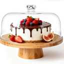 Masthome Bamboo Christmas Cake Stand with Lid, 6 in 1 Cake Holder with Lid, Multi-Functional Serving Platte, Dessert Display Stand and Charcuterie Board for Nuts, Chips & Dips, Fruit Platter
