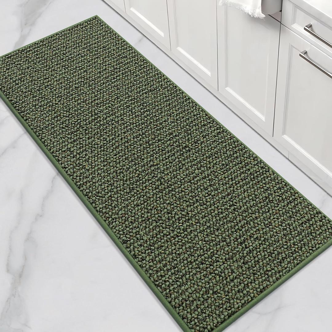 BEQHAUSE Kitchen Runner Rugs 24"x60", Non-Slip Kitchen Mats for Floor, Super Absorbent and Stain Resistant Kitchen Rug, Machine Washable Rugs for Kitchen, Hallway, Laundry & Sink, Green
