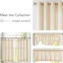 jinchan Tab Top Linen Kitchen Curtains 24 Inches Striped Tier Curtains Farmhouse Modern Cafe Style Small Window Treatments Airy Light Filtering Rod Pocket for Living Room Bathroom 2 Panels Beige