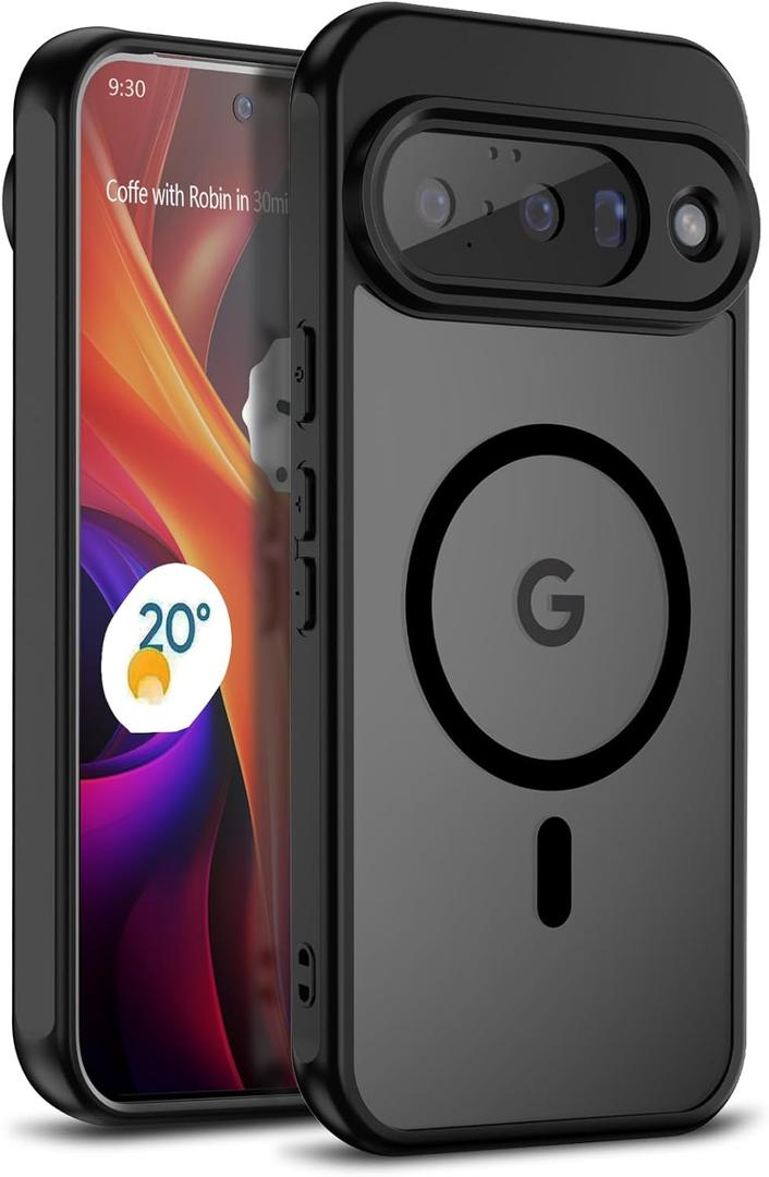 for Google Pixel 10 Case,Compatible with MagSafe Shockproof Slim Translucent Matte Anti-SlipMilitary Drop Protection for Men Women (Black)