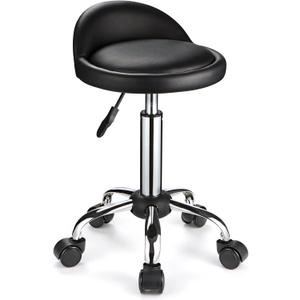 Swivel Rolling Stool with Wheels Height Adjustable Stool Chair Drafting Chair with Backrest Black Swivel Rolling Stool with Wheels Height Adjustable Stool Chair Drafting Chair with Backrest Black