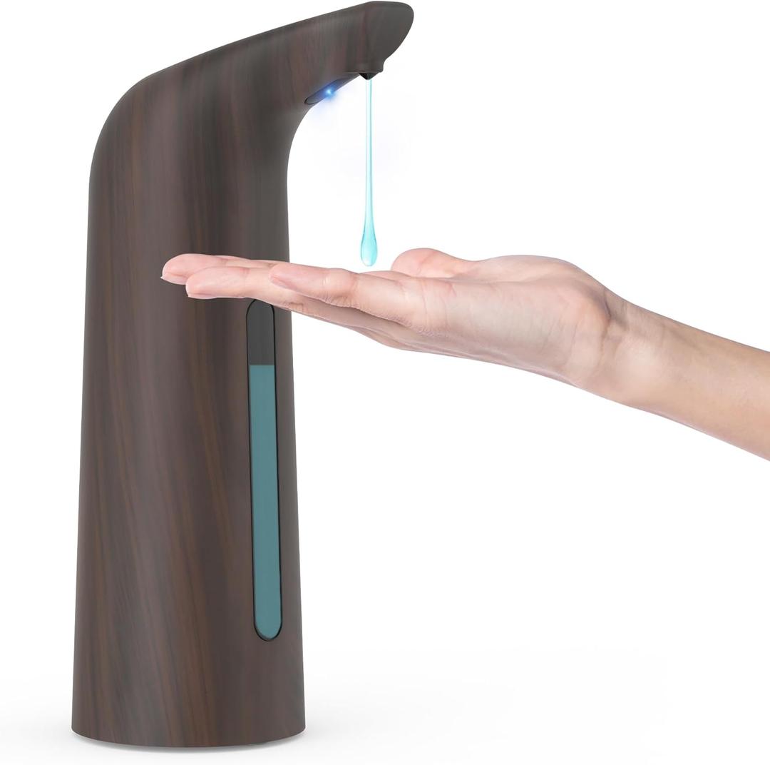 Automatic Soap Dispenser Touchless 13.5oz/400ml with Infrared Sensor 4 Adjustable Soap Levels Liquid Hand Soap Dispenser for Bathroom Kitchen Durable Plastic (400ml Deep Grain)