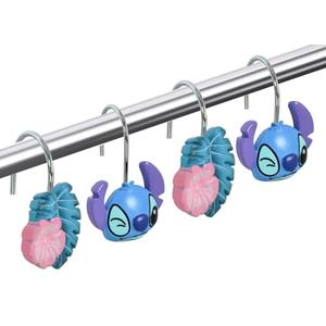 CTOHN 8-Piece Blue Cute Shower Curtain Hooks, Decorative Stainless Steel Shower Hangers Rings for Bathroom