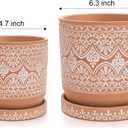 Set of 2 Terracotta Plant Pots 4 Inch 6 Inch, Small Medium Clay Planter Pot, Ceramic Cactus Flower Succulent Pot with Drainage Hole and Saucer for Indoor Outdoor Plants