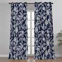 EOTDMS Paisley Floral Print Curtains Farmhouse Vintage Curtains for Bedroom 84 Inch Length 2 Panels Thermal Insulated Window Treatments Drapes for Living Room, 42x84 inches, Navy Blue and White