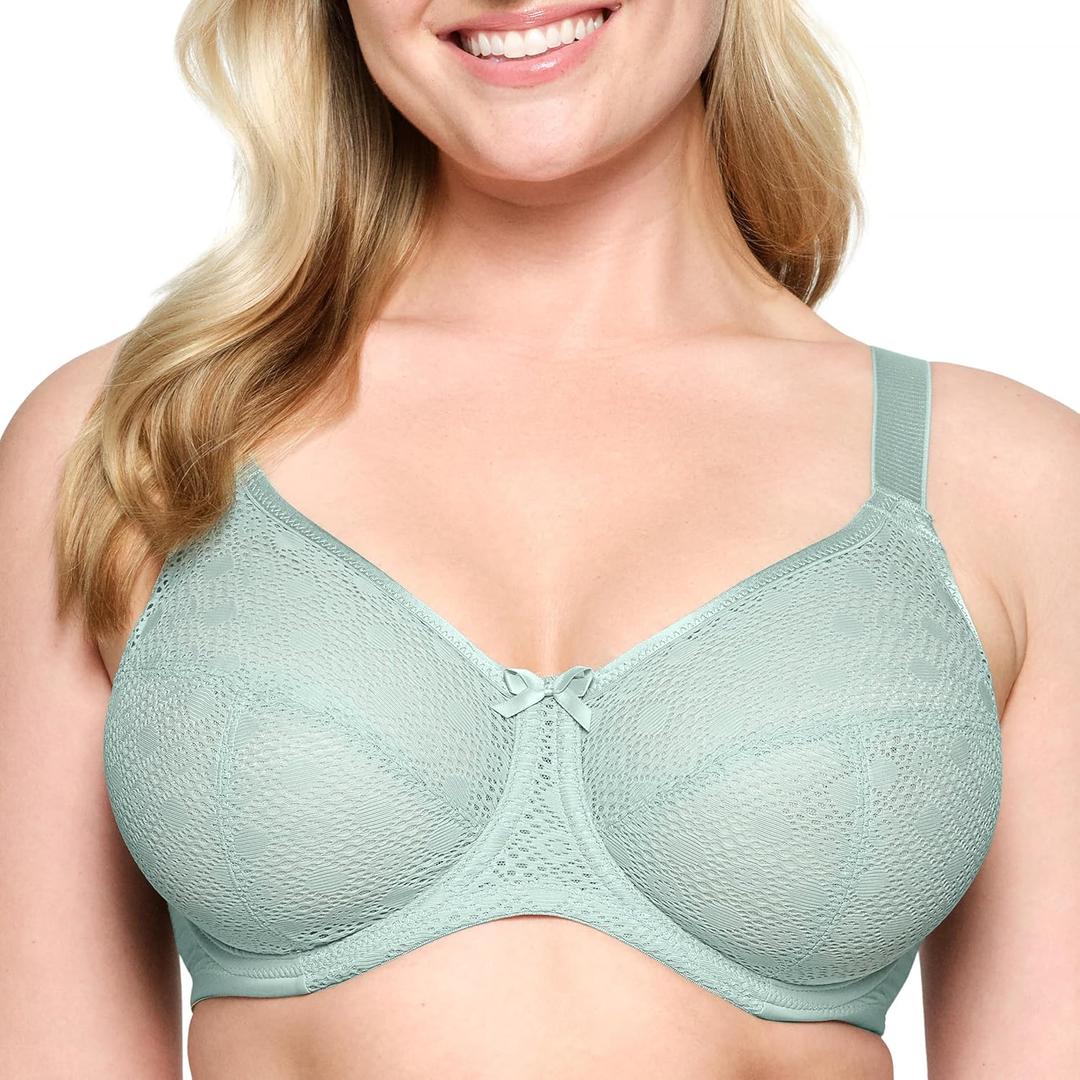 Glamorise Women's Lace Comfort Wonderwire Bra Underwire #9855, 38H