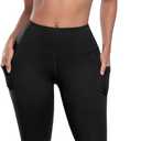 LZYVOO Leggings with Pockets for Women, 6 Packs Soft High Waisted Tummy Control Workout Yoga Pants (Black, L)
