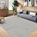 Washable Area Rug 8x10 - Large Indigo Boho Rugs for Living Room Soft Abstract Bedroom Rug Ultra-Thin Modern Rainbow Carpet Dining Room Nursery Room Home Decor