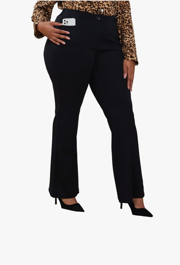 Wrinkle-Free Stretch Dress Pants Plus Size for Women Pull-on Pant Ease into Comfort Office Pant
Color: Dress Pants, Size: 2XL