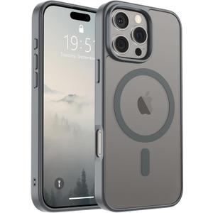SUPFINE Magnetic for iPhone 16 Pro Case (Compatible with MagSafe) (Military Grade Drop Protection) Slim Translucent Matte Shockproof with Anti-Fingerprint Phone Case,Gray