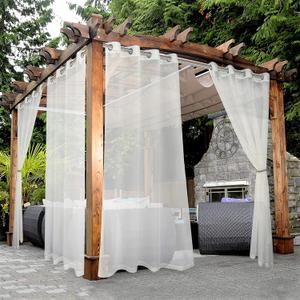 BONZER Waterproof Indoor/Outdoor Sheer Curtains for Patio - 2 Panels Grommet Voile Curtains for Living Room, Bedroom, Porch, Pergola, Cabana, 54 x 95 inch, Beige