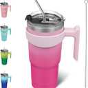 BJPKPK Tumbler With Handle 20 oz Tumbler With Lid And Straw Reusable Stainless Steel Travel Mug Insulated Coffee Cups, Cherry Blossom