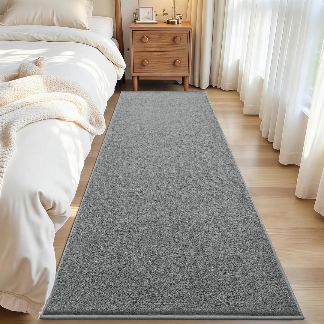ISEAU 2x6 Soft Runner Rug for Hallway, Washable and Non-Slip, Grey