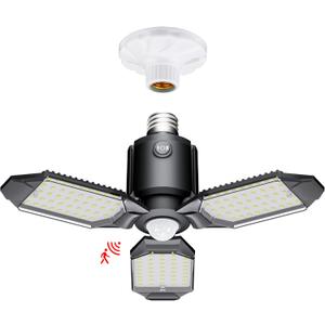 Motion Sensor Garage Light, 80W Motion Activated LED Shop Light for Stairway, Workshop, Basement (1Pack) (Screw in)