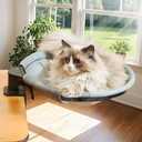 Cat Desk Bed - Desk Bed for Cats - 360 Rotation with 2 Different Washable Cat Bed Mat 14.96" L x 14.17" W, Pet Hammock Comfortable Soft Pet Nest Bed for Home Office(Round)