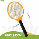 JAZB Electric Fly Swatter, Pack of 3 Bug Zapper, Fly Zapper, Handheld Powerful 3000V Zapper Racket for Indoor, Mosquito & Flies - Racket Catcher with 3-Layer Safety Mesh