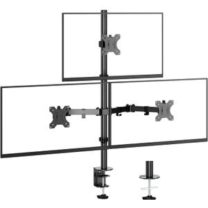 Triple Monitor Desk Mount for 17 to 32 inch Screens,Each Arm Holds up 17.6 lbs,3 Monitor Stand with Tilt,Swivel,Rotate,VESA Mount 75/100x100mm