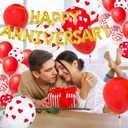 Happy Anniversary Decorations - 118PCS Anniversary Party Decorations Kit with 16" Happy Anniversary Letter Balloons 1000PCS Red Silk Rose Petals, Balloon Arch Garland, Red Heart Balloons