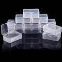 SATINIOR 12 Pack Clear Plastic Beads Storage Containers Box with Hinged Lid for Beads and More (3.54 x 2.36 x 1.26 Inch)