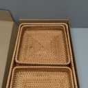 Rattan Serving Tray, Rectangular Woven Tray, Natural Wicker Decorative Serving Baskets for Organizing Tabletop Bathroom Kitchen Counter (Natural)