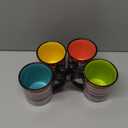 Tequila Sunrise Mugs Set of 4, 15 oz Colorful Ceramic Coffee, Tea, Cocoa & Cider Cups with Black Handles, Assorted Fiesta Stripe Designs, Microwave & Dishwasher Safe Drinkware