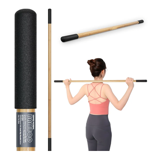 Bamboo Stretch Yoga Stick, 5ft/149 cm, Flexibility Stick for Physical Therapy, Premium Yoga Dowel with Super Sturdy Rubber Handle Ends, Exercise Bar for Posture Corrector 2 Pcs