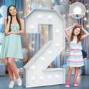 4FT Marquee Light Up Numbers - Cool White Lights Up Number 2 with Fixed Water Bag, Party Decoration Large Marquee Light Up Numbers can Be Used for Wedding Decoration, Birthday Party Deco