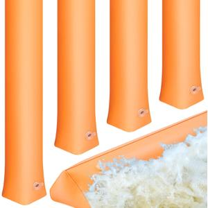 Amylove 4 Pcs PVC Inflatable Flood Barriers for Home Reusable Garage Water Prevention Barriers Flood for Rain Snow Melted Garage Door Basement Home(12 ft x 8 in x 4 in,Orange)