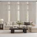 Greyish Brown Linen Sheer 90 Inch Curtains for Sliding Glass Doors 4 Panels Set, Memory Trained Pinch Pleated Light Filtering Country Windows Curtain 90 Inches Long Dining Room Privacy Heavy Drapes