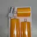 Eywamage Orange Fall Flameless Pillar Candles with Remote, Flickering Thanksgiving LED Wax Candles Battery Operated Set of 3