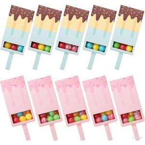 Okllen 60 Pack Bulk 3D Popsicle Shape Gift Boxes, Ice Cream Folding Paper Party Favor Box, DIY Mini Goody Boxes for Birthday Wedding, Pink and Blue