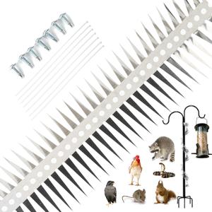 Bird Spikes 12 Inch Stainless Steel Bird Deterrent, Snake and Raccoon Deterrent, Squirrel Baffles for Bird Feeders, Anti Climb Spikes 5 ct