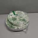 Trendables 40 Piece Plastic Disposable Plates Set For 40 Guests I 40 X 8 Inch Dessert Plates & 40 X 10 Inch Wedding Party Plates | Ivory & Green Verdure Design