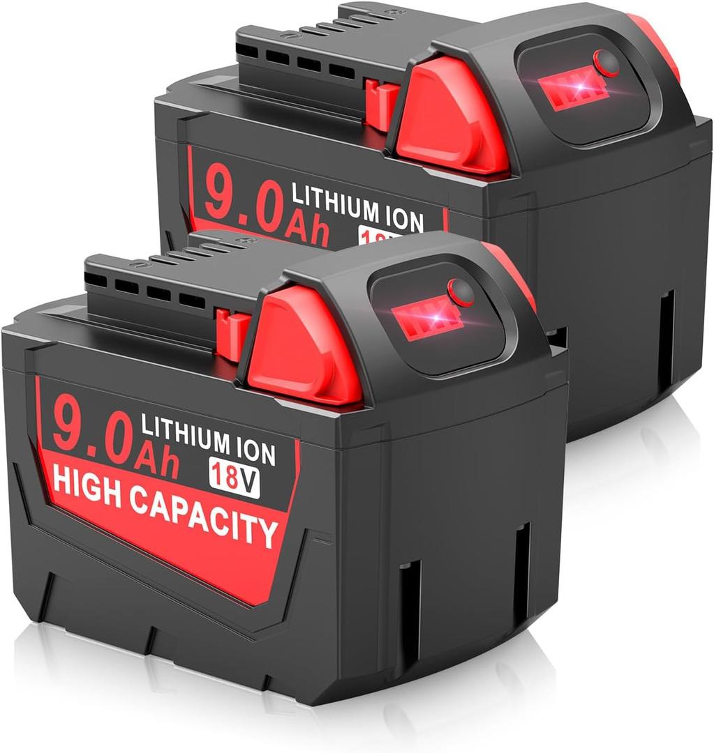 2 Pack 9.0Ah 18V Battery Compatible for Milwaukee WK1890 Mk-18 Tools, Compatible with 48-11-1840, 48-11-1828, 48-11-1820, 48-11-1815, 48-11-1850, 48-11-1890, 2646-22CT Cordless Power Tools