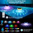 Solar Floating Pool Lights(4 PACK), 2600mAh USB Rechargeable Pool Lights That Float with Remote, 6.7 IP68 Waterproof Floating Light, 13 Colors Changing Upper and Lower Glow Hangable Light for Pools